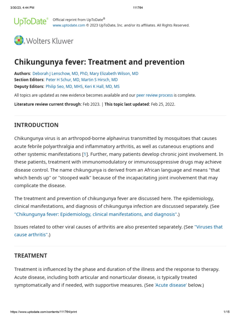 Chikungunya Fever Treatment And Prevention | PDF | Nonsteroidal Anti ...
