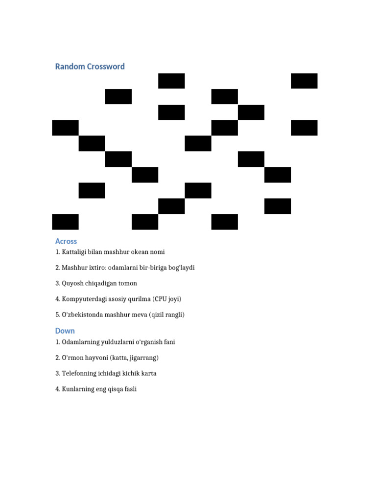 Random Crossword | PDF