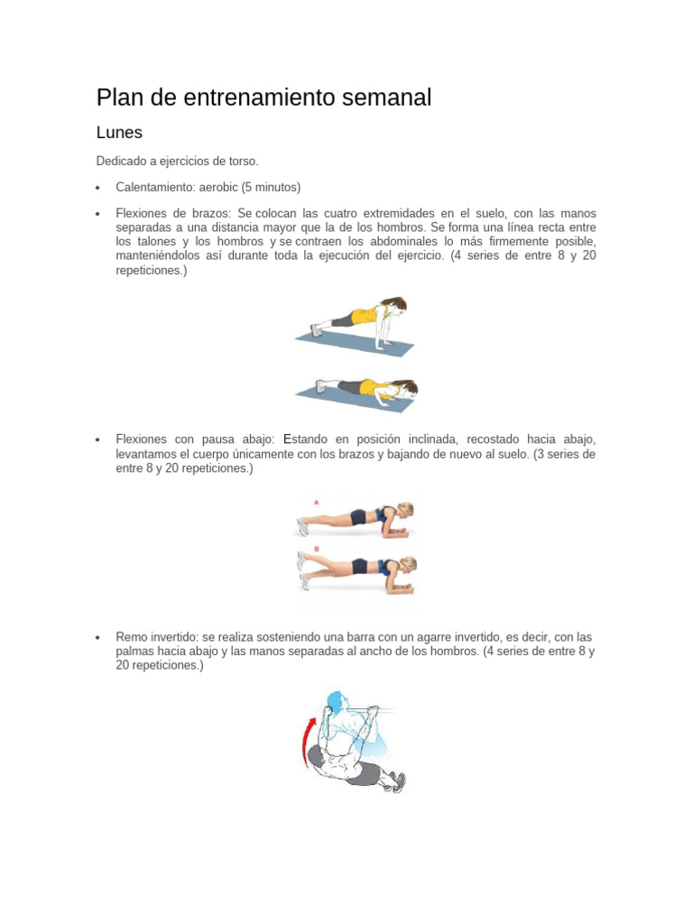 Plan de Entrenamiento Semanal | PDF