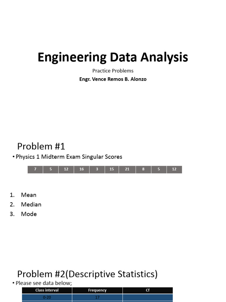 Engineering Data Analysis-Problem Solving | PDF | Median | Standard ...