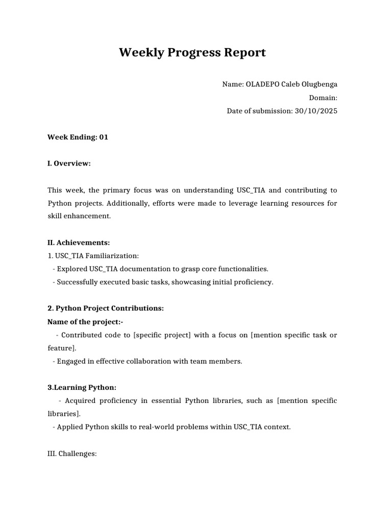 Weekly Report Format UPDATED | PDF