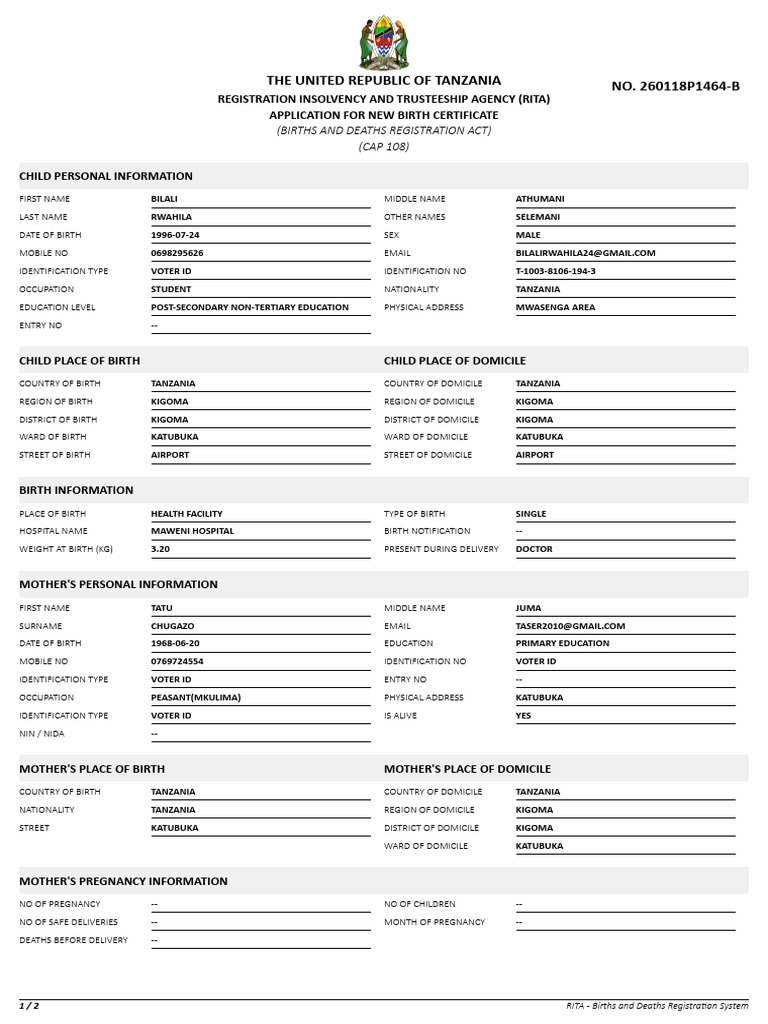 RITA Application Form 20260118B 1694 | PDF | Voter Registration ...