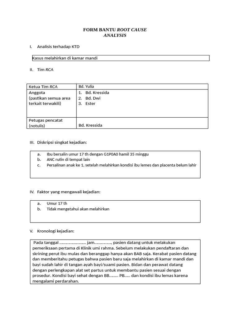 Form Bantu Root Cause Analysis | PDF