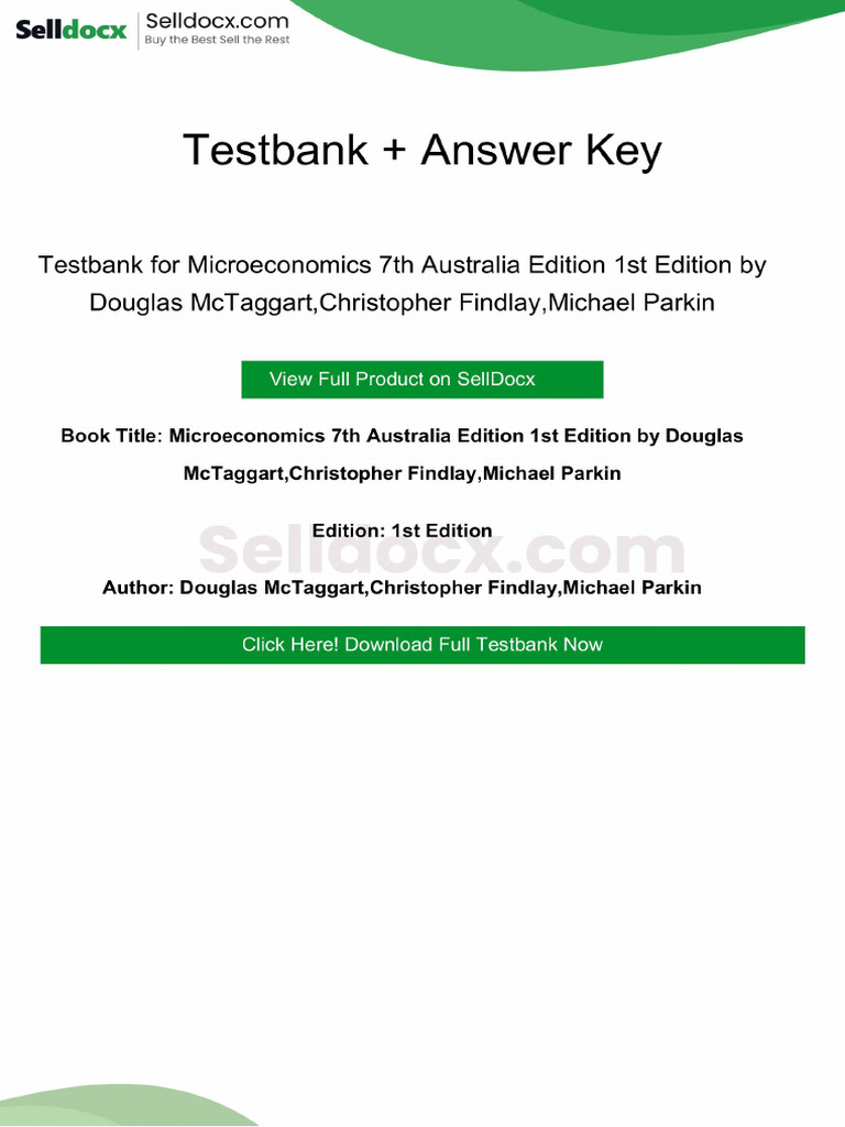 Testbank for Microeconomics 7th Australia Edition 1st Edition by ...