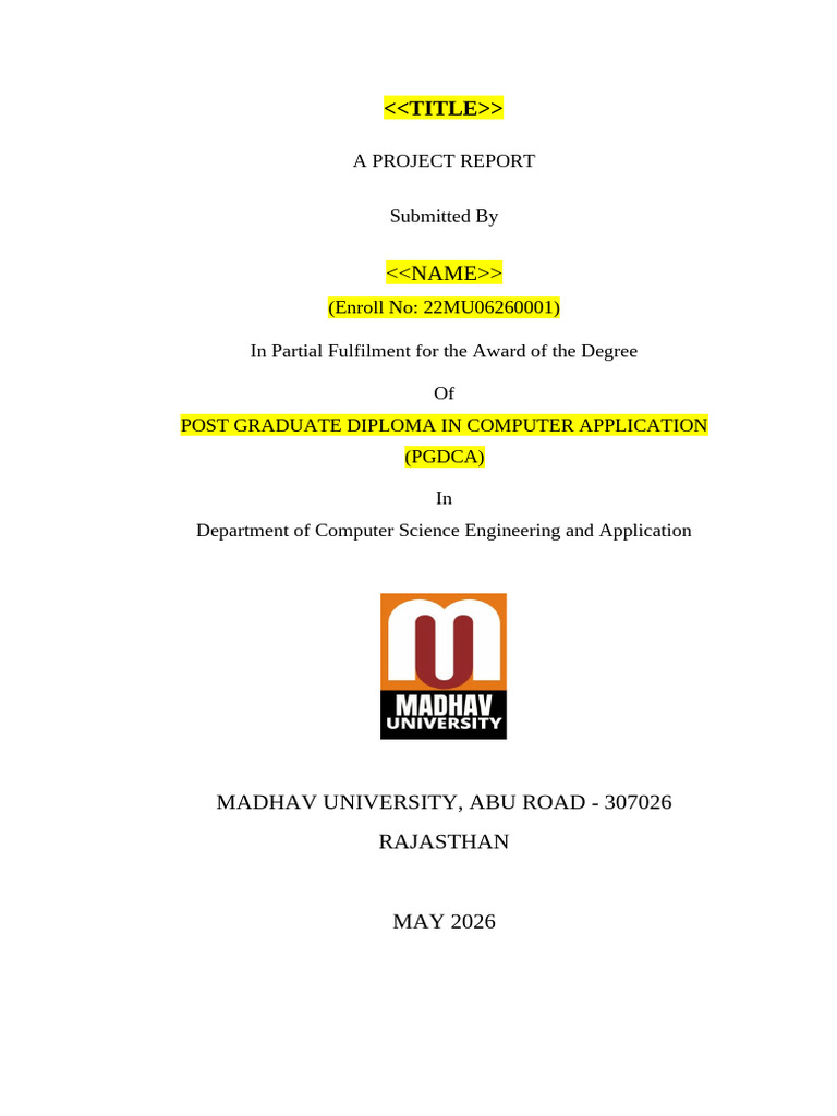 PGDCA Project Format 26 | PDF