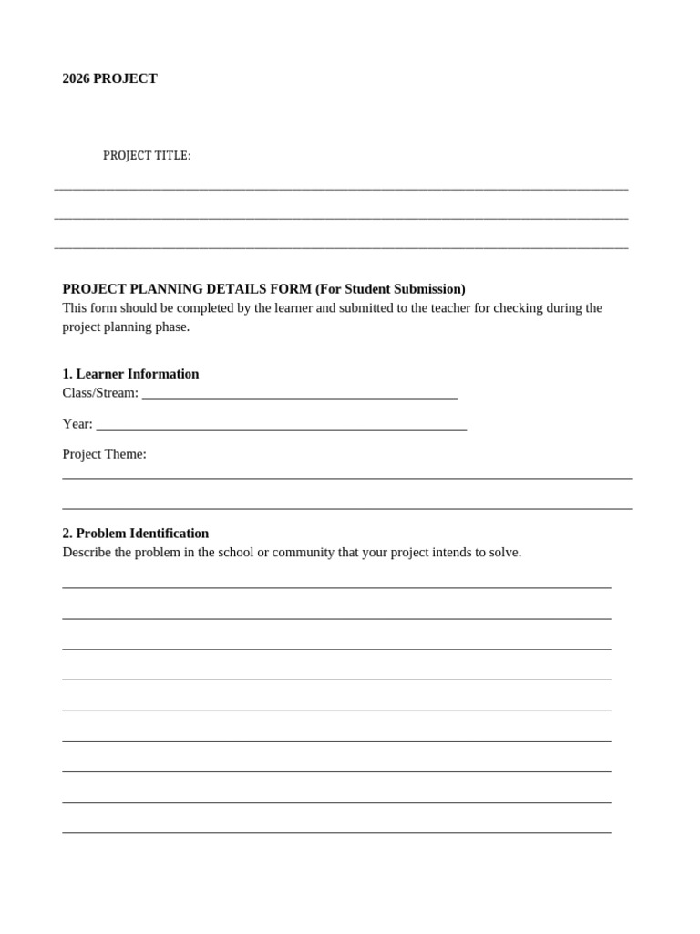 project_planning_student_form | PDF | Chess Theory | Chess Openings
