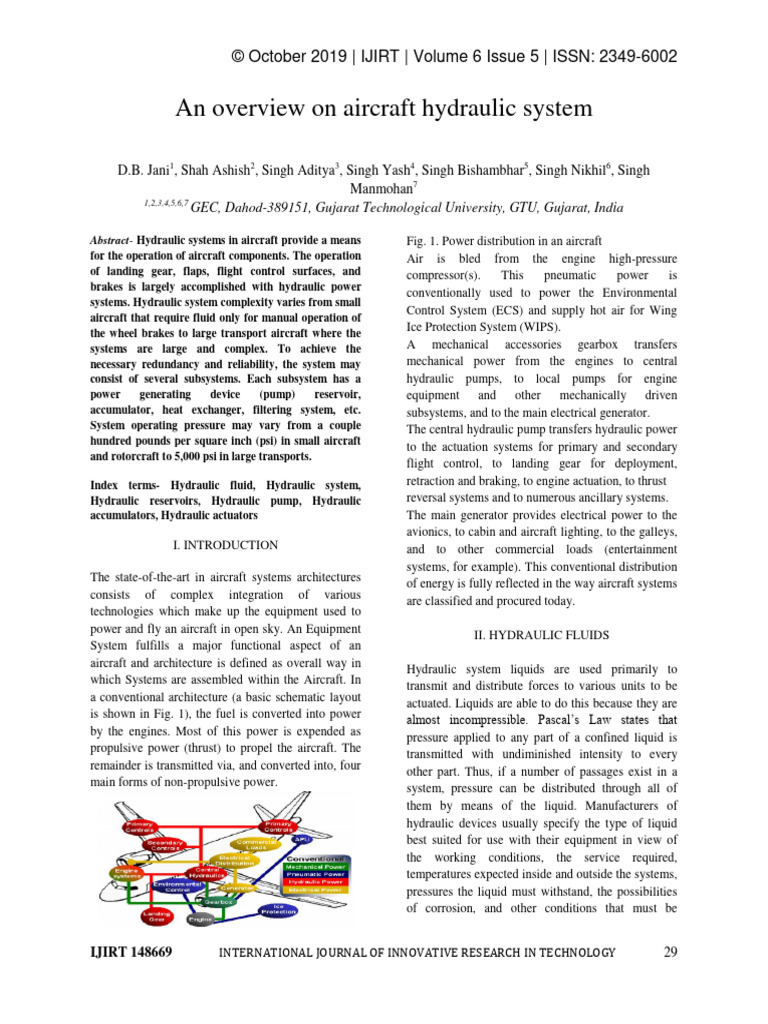 An Overview On Aircraft Hydraulic System | PDF