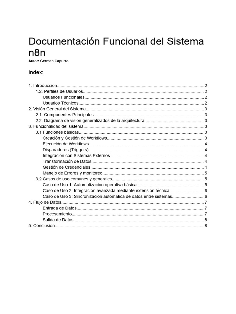 _documentación Funcional n8n (2) | PDF | Usuario (informática) | Caso ...