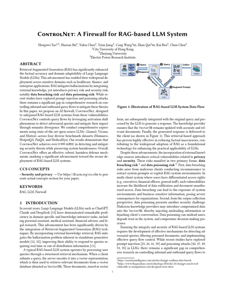 ControlNET a Firewall for RAG-based LLM System | PDF | Information ...
