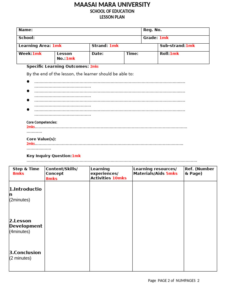 Micro Teaching Marking Scheme Mmarau .. | PDF