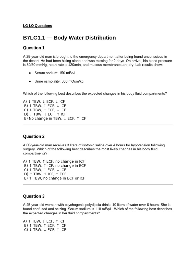Balance Week 7 Practice Questions | PDF | Kidney | Adrenal Gland