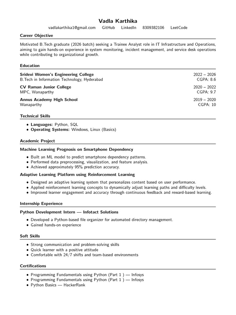 RenderCV EngineeringResumes Theme (4) | PDF