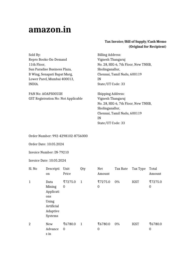 Amazon Invoice | PDF