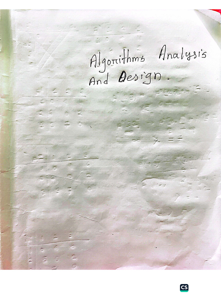 Algorithms Analysis and Design,,, My Hand Note | PDF