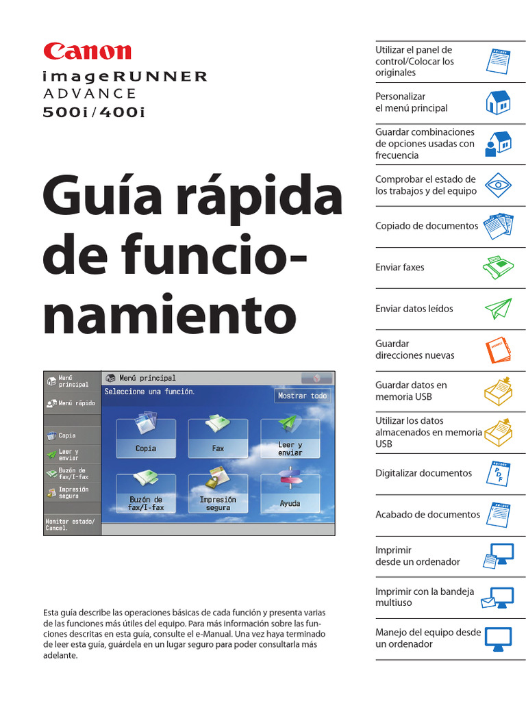 IR-ADV 400i 500i Quick Operation Guide ES | PDF | Almacenamiento de ...