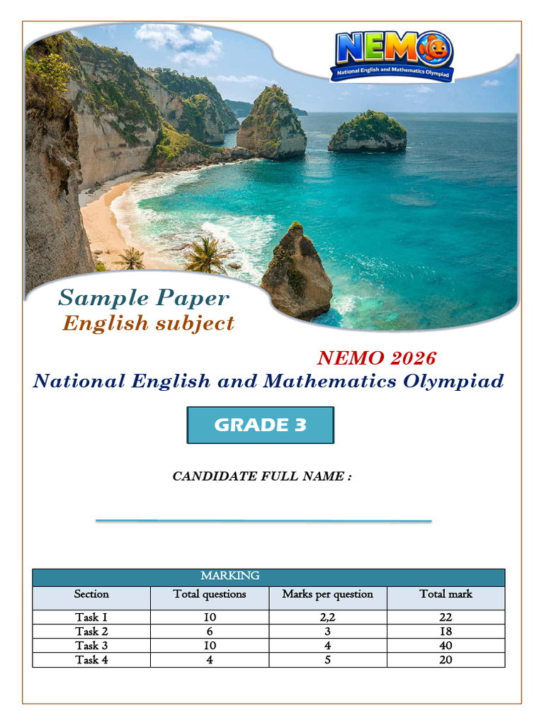 NEMO English G3 Sample Paper | PDF