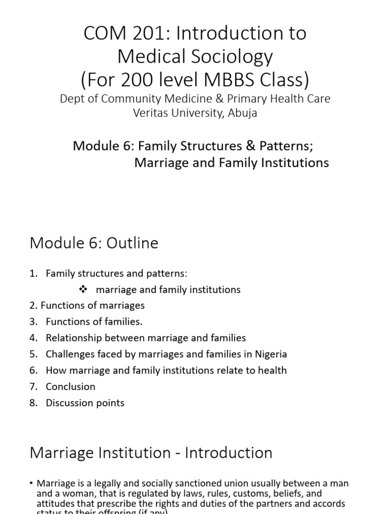 7. COM 201 MOD-6 Marriage and Family Structures | PDF | Family | Marriage