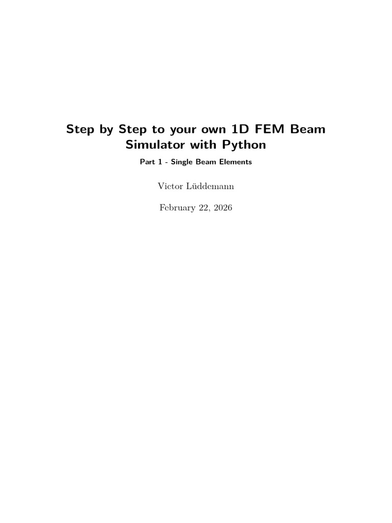 1D FEM Beam With Python - Part 1- Single Beam Elements | PDF | Bending ...