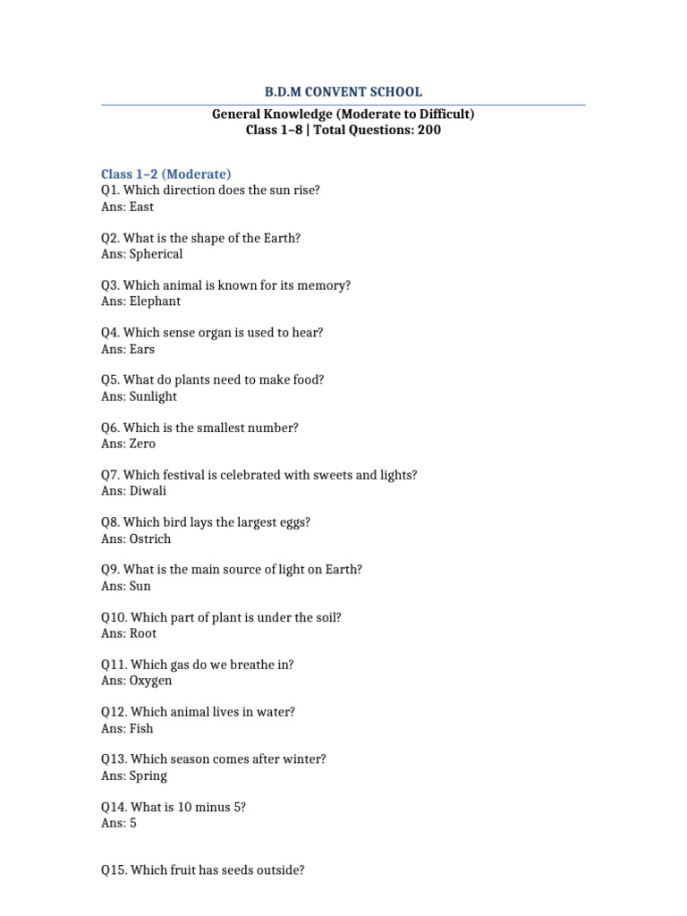 Moderate Difficult GK 200 | PDF | Foods