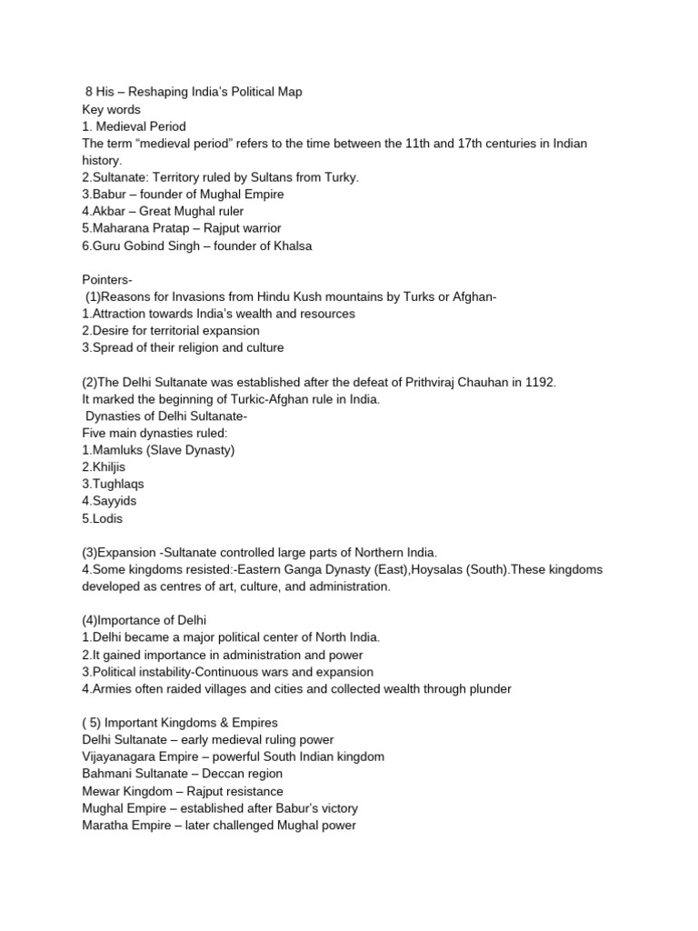 Class 8 His – Reshaping India’s Political Map (1) (1) | PDF