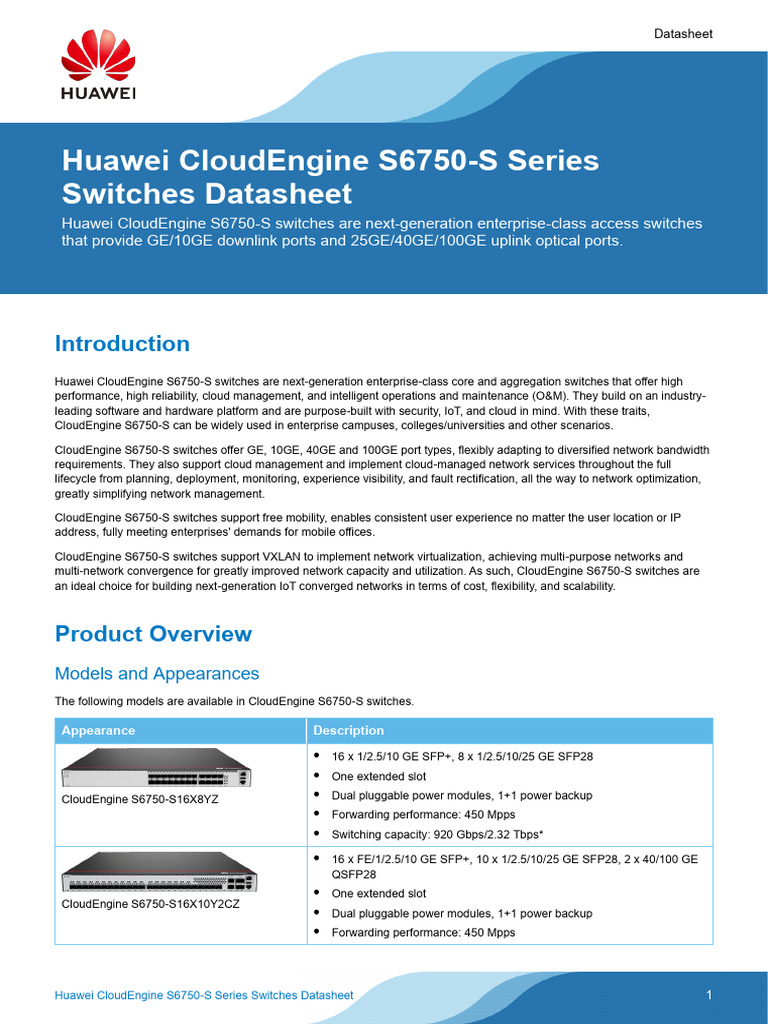 S6750 Series Switches Datasheet | PDF | Computer Network | Network Switch