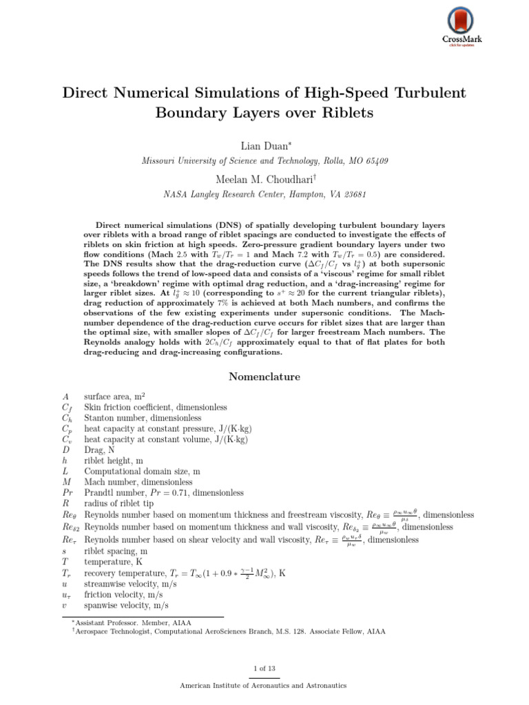 Duan 2014 | PDF | Boundary Layer | Fluid Dynamics
