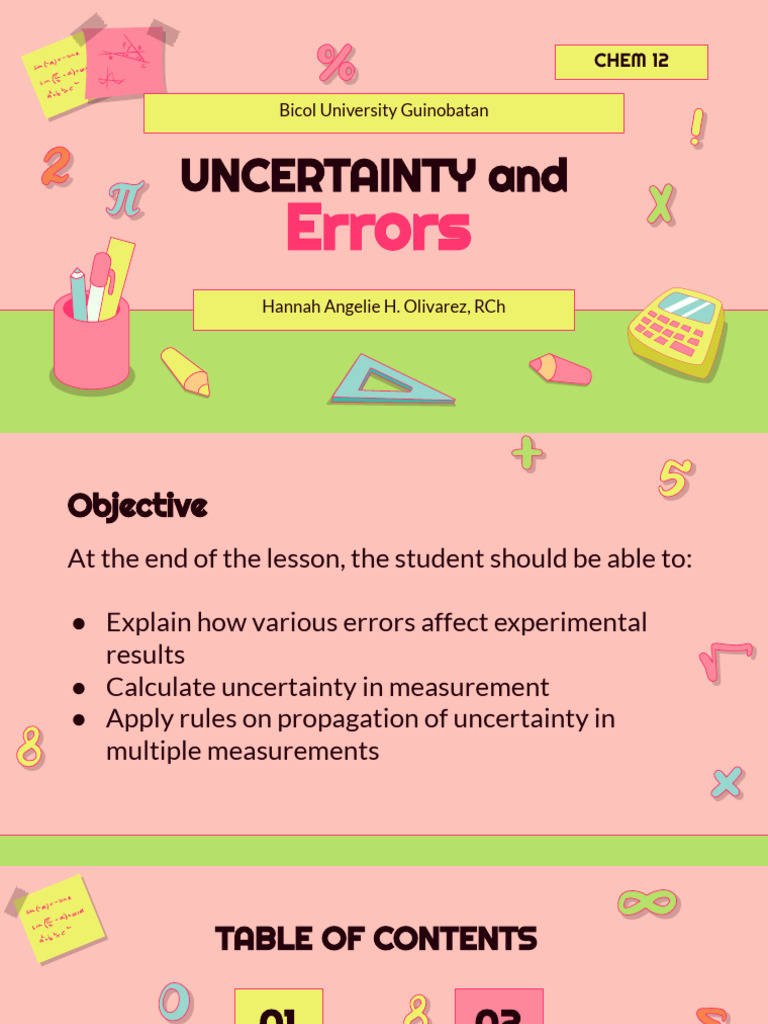 CHEM 12 Uncertainty and Errors | PDF | Observational Error | Accuracy ...
