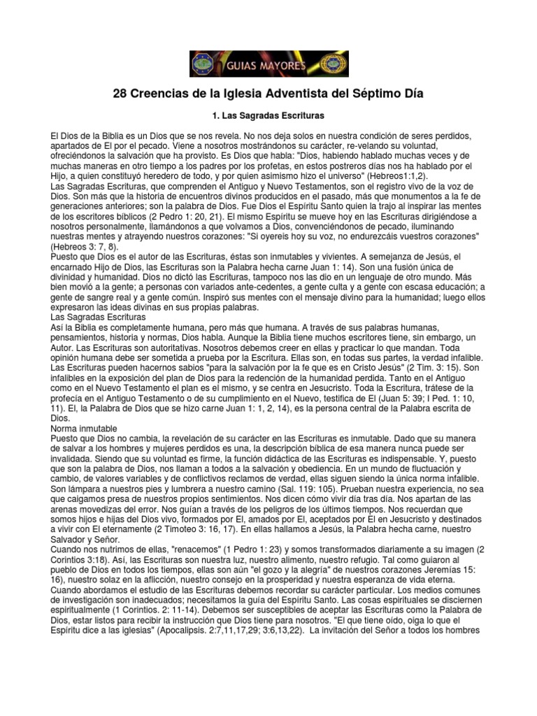 28 Creencias de la Iglesia Adventista | PDF | Trinidad | Cristo (título)