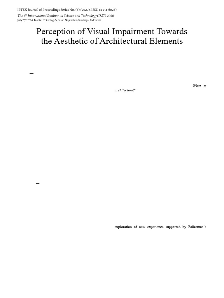 Perception of Visual Impairment Towards the Aesthetic of Architectural ...