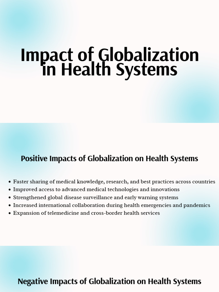 Impact of Globalization in Health Systems | PDF | Health Equity ...