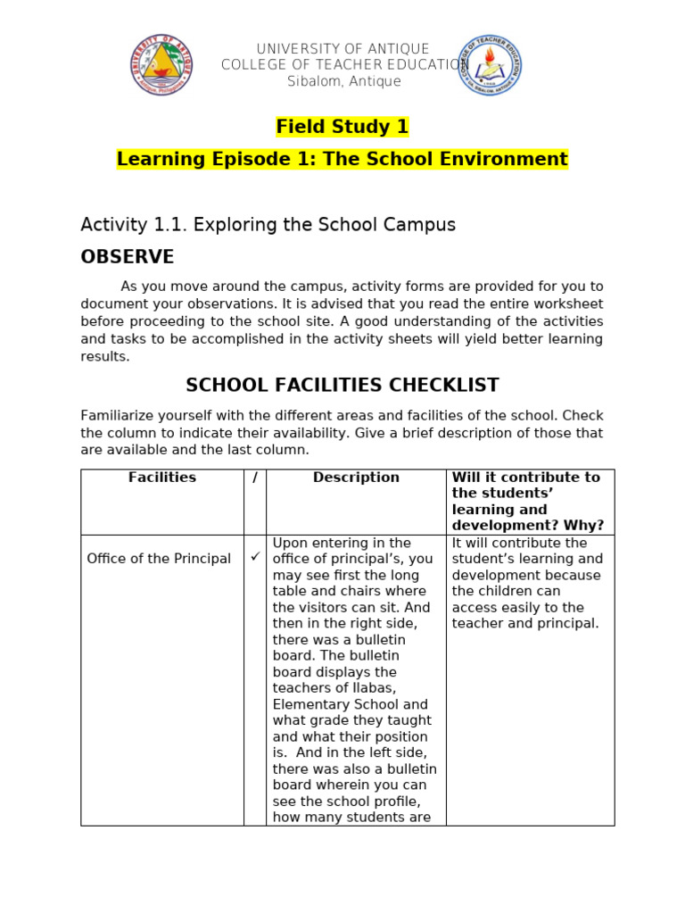 Learning-Episode-1-FS1 k | PDF | Classroom | Schools