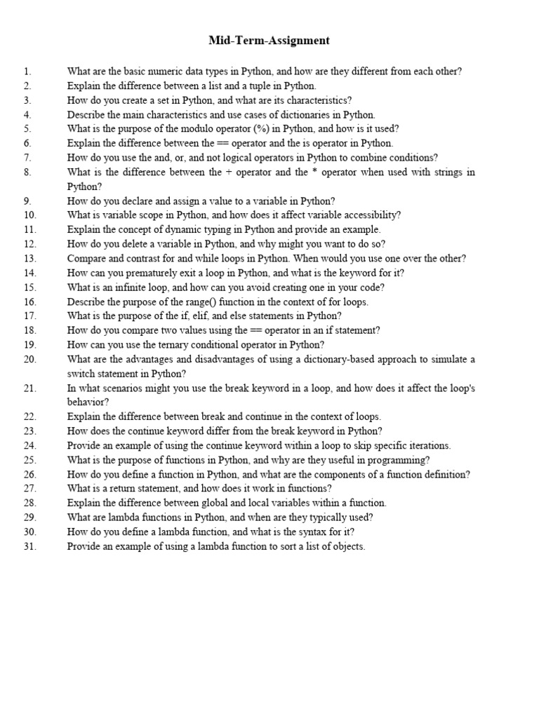 Data Science Assignment for Mid Term | PDF | Control Flow | Python ...