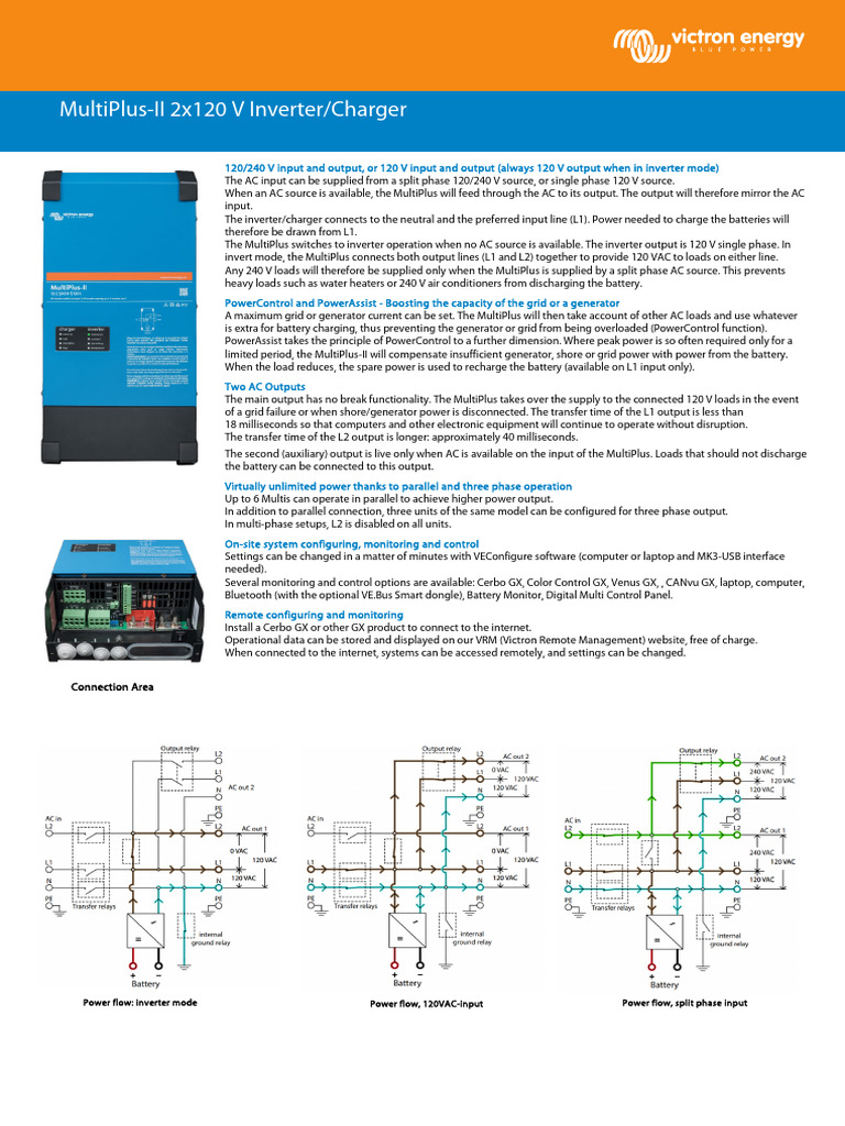 Datasheet MultiPlus II 3kVA 2x120V En | PDF | Power Inverter | Battery ...
