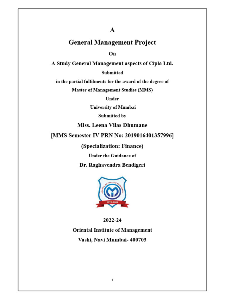 Sample General Management Project | PDF | Business