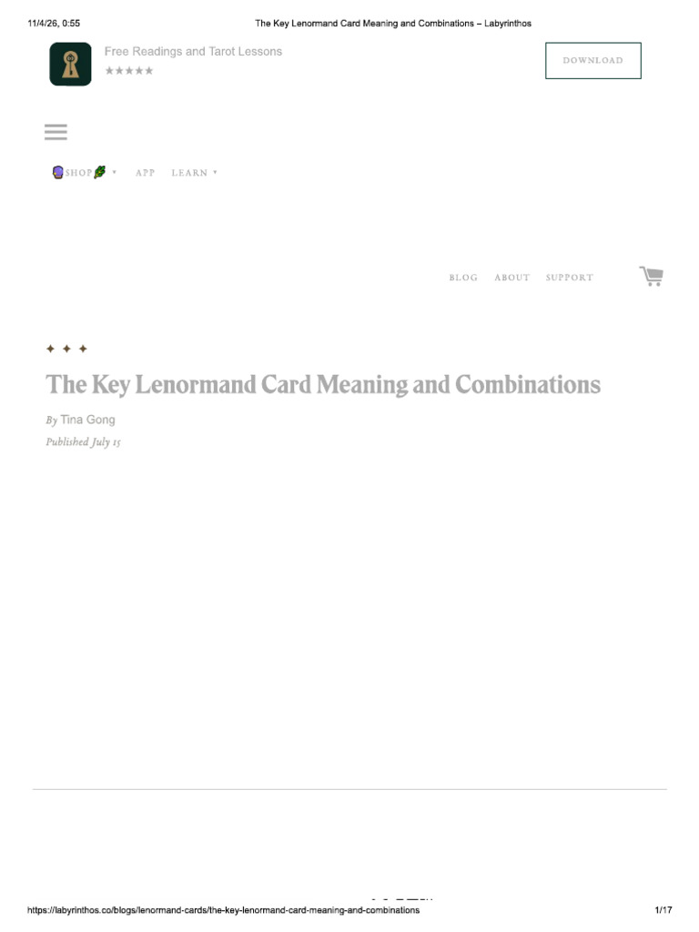 Key Lenormand Meaning | PDF