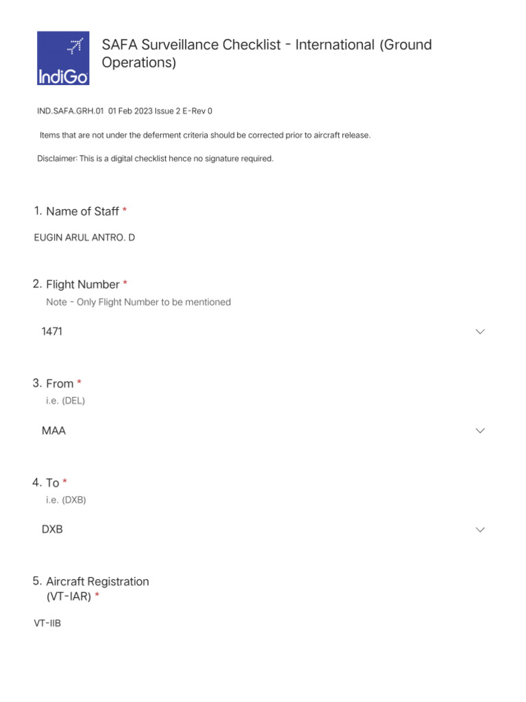 1471 SAFA Surveillance Checklist - International (Ground Operations) (3 ...