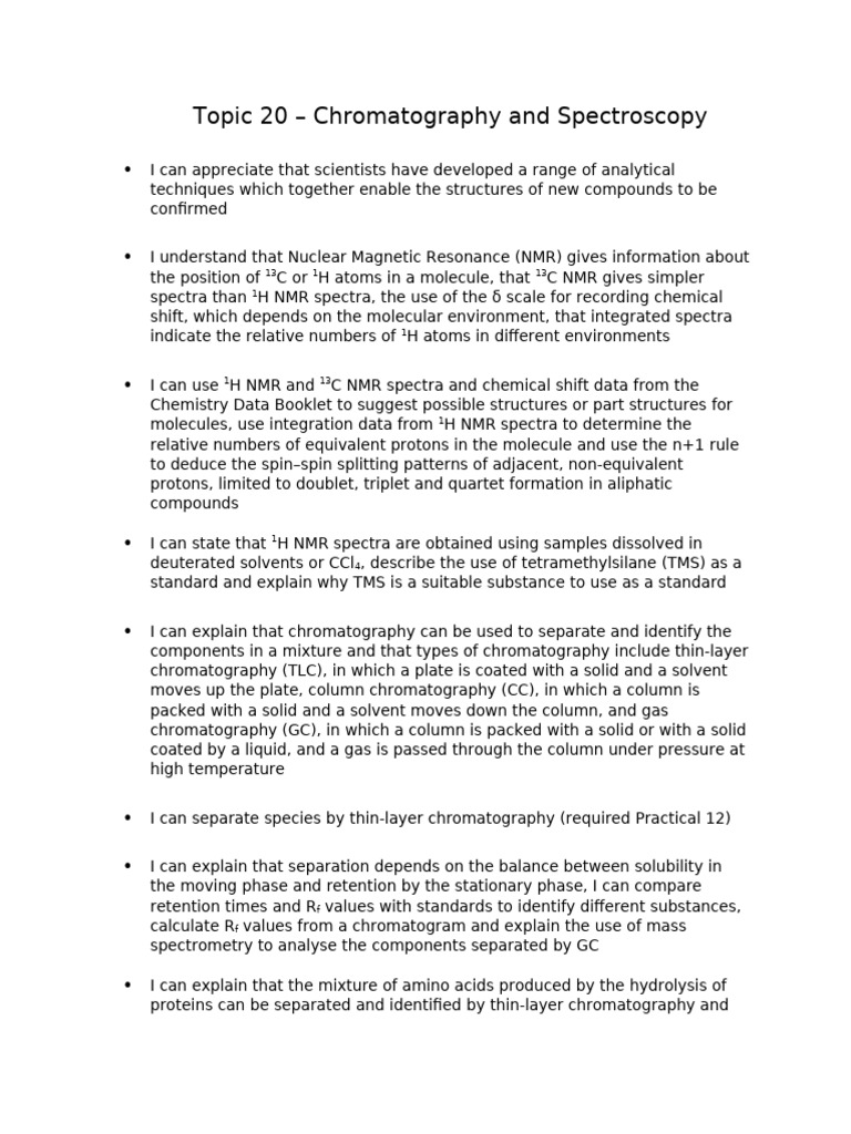 Topic 20 - Spectroscopy and Chromatography | PDF | Proton Nuclear ...