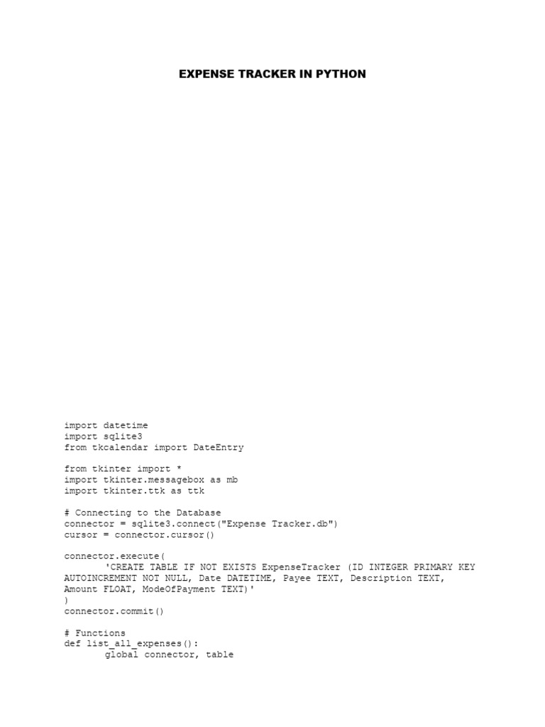 Expense Tracker in Python | PDF | Databases | Cursor (User Interface)