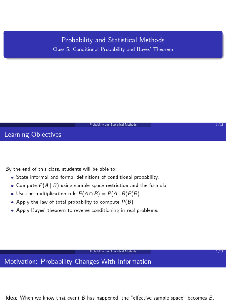 Conditional Probability and Bayes Theorem | PDF | Probability | Statistics