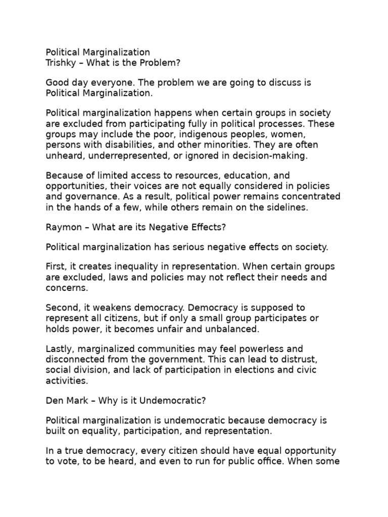 Political Marginalization | PDF | Democracy | Political Ideologies