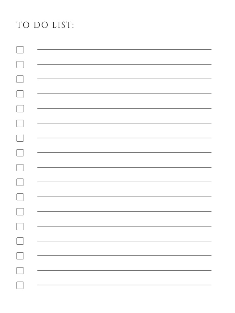 To Do List, Checklist. Goals, Blank Printable Vertical Notebook Page ...