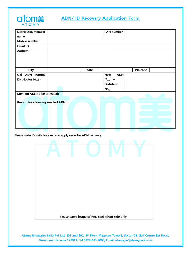 ADN Recovery Form | PDF