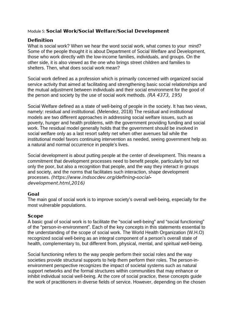 Diass Module 5 Social Work | PDF | Social Work | Well Being