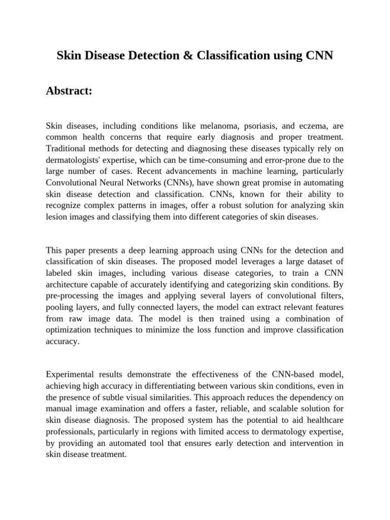 Skin Disease Detection & Classification Using CNN (3) | PDF | Machine ...