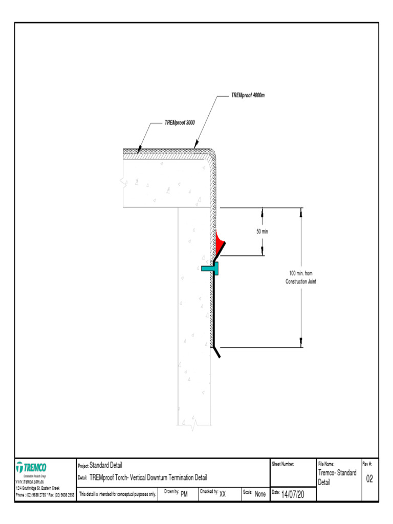 Tremco Standard Detail TREMproof Torch Vertical Downturn Termination ...