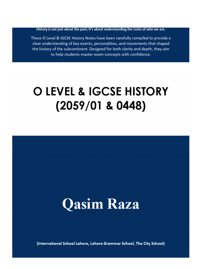 Qasim Raza-O Level & IGCSE History Notes 2025 | PDF