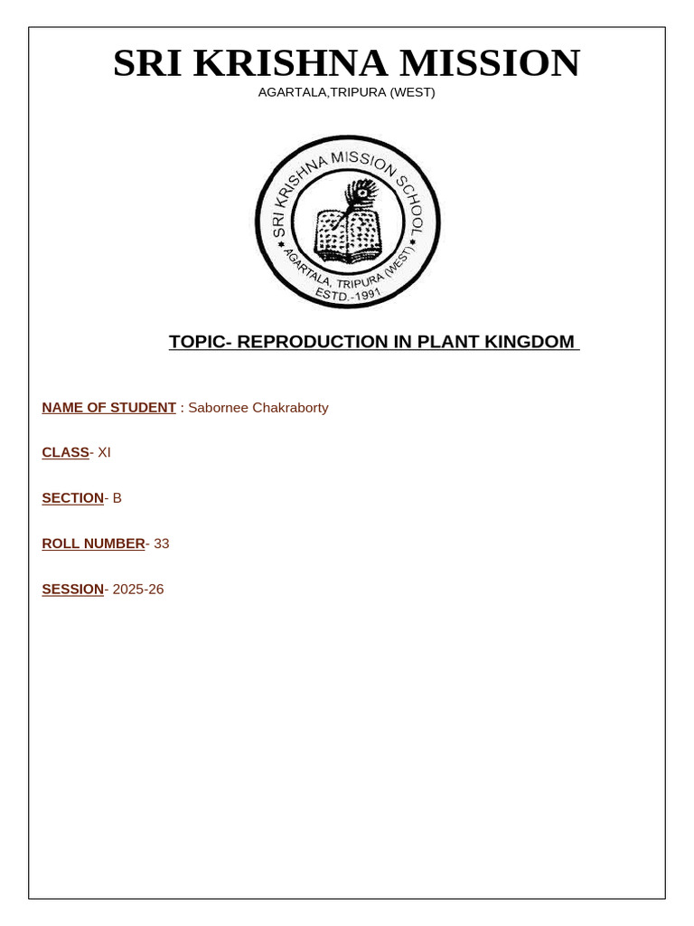 Class XI Bio Project 2025 | PDF | Fertilisation | Seed