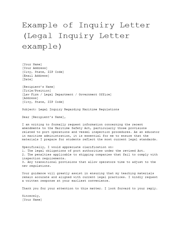 Examples of Inquiry Letter and Enquiry Letter With English Language and ...