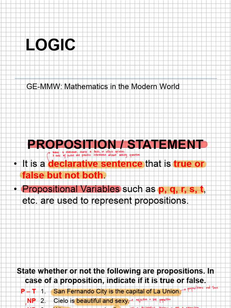 GE MMW Chapter 2 Logic | PDF | If And Only If | Proposition