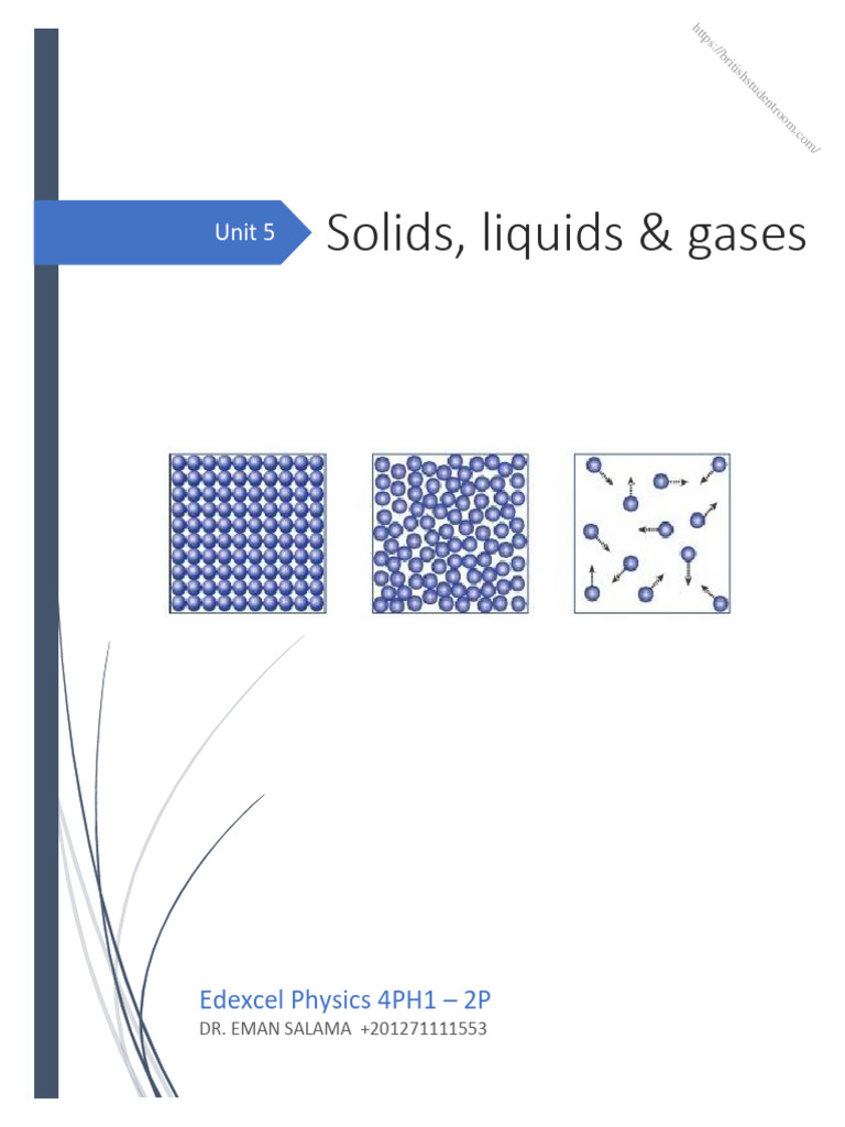 Unit 5 Solids, Liquids & Gases Classified 2P Edexcel 4PH1 | PDF | Gases ...